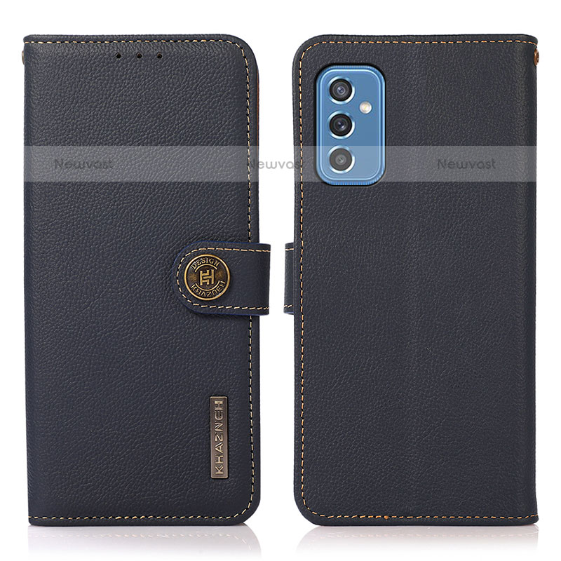 Leather Case Stands Flip Cover Holder B02H for Samsung Galaxy M52 5G Blue