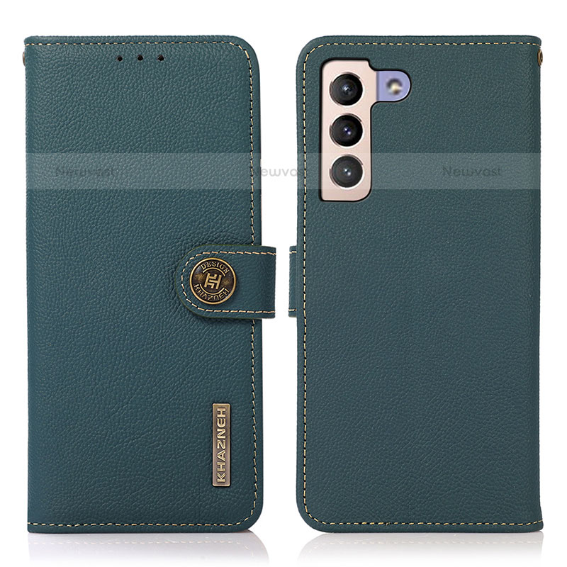 Leather Case Stands Flip Cover Holder B02H for Samsung Galaxy S21 Plus 5G Green