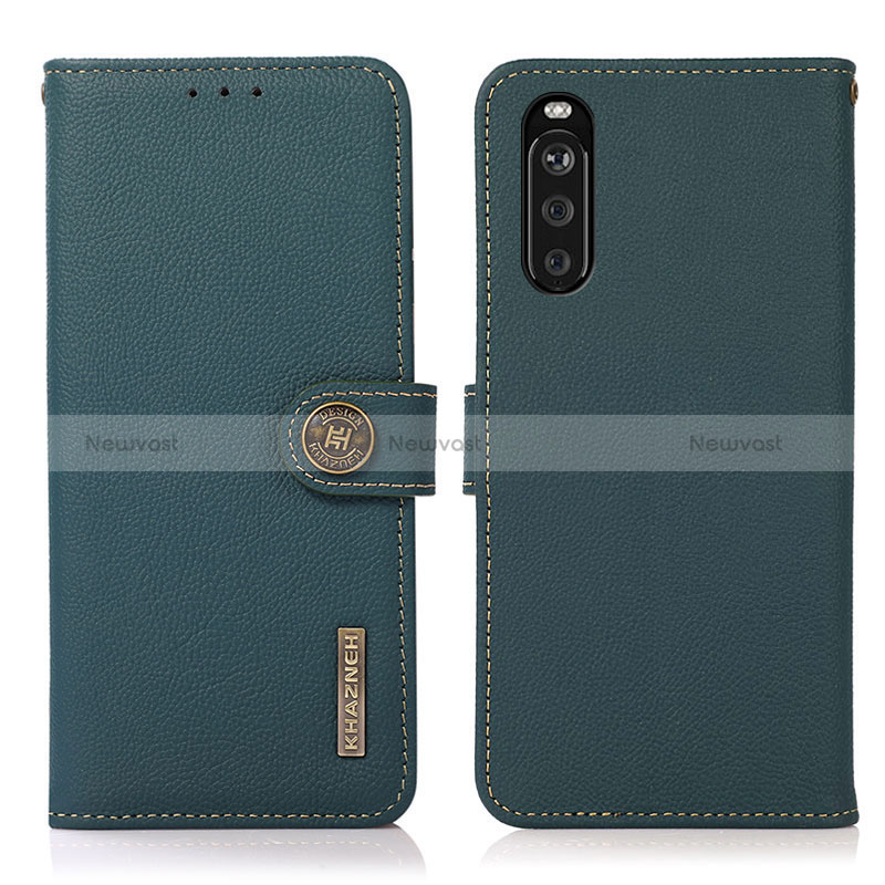 Leather Case Stands Flip Cover Holder B02H for Sony Xperia 10 III Green