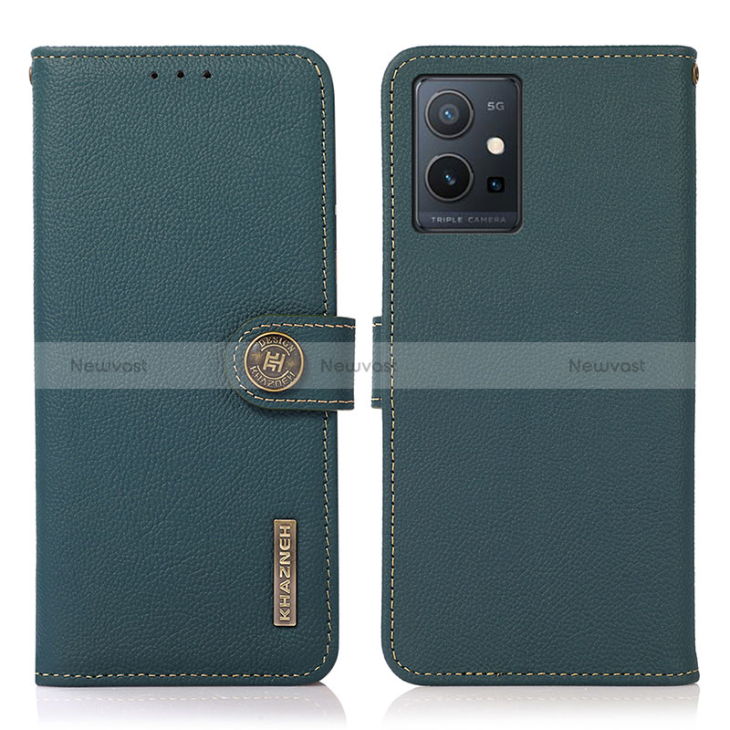 Leather Case Stands Flip Cover Holder B02H for Vivo Y30 5G Green