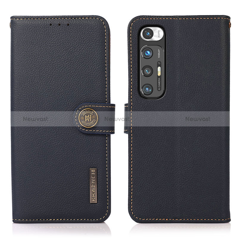 Leather Case Stands Flip Cover Holder B02H for Xiaomi Mi 10S 5G Blue