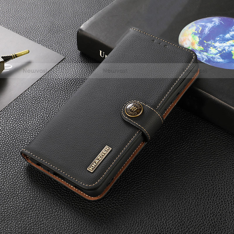 Leather Case Stands Flip Cover Holder B02H for Xiaomi Mi 12 Ultra 5G Black