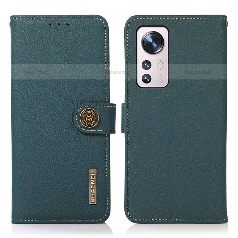 Leather Case Stands Flip Cover Holder B02H for Xiaomi Mi 12X 5G Green