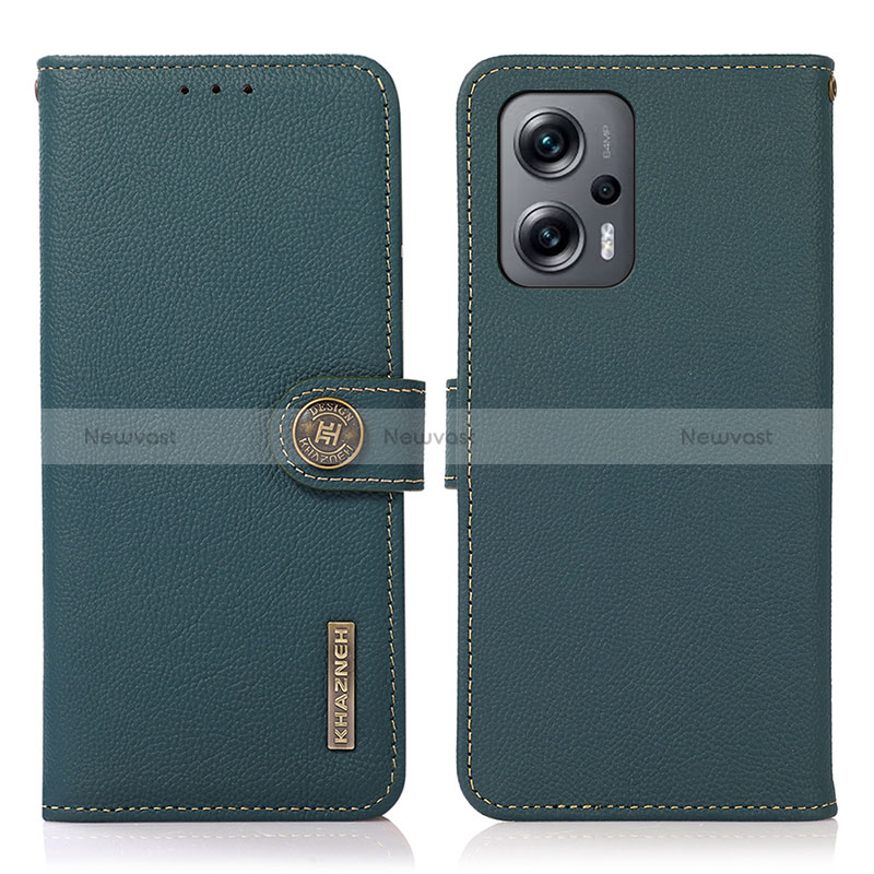 Leather Case Stands Flip Cover Holder B02H for Xiaomi Poco X4 GT 5G Green