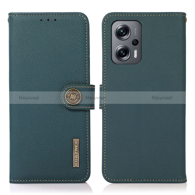 Leather Case Stands Flip Cover Holder B02H for Xiaomi Redmi Note 12T Pro 5G Green