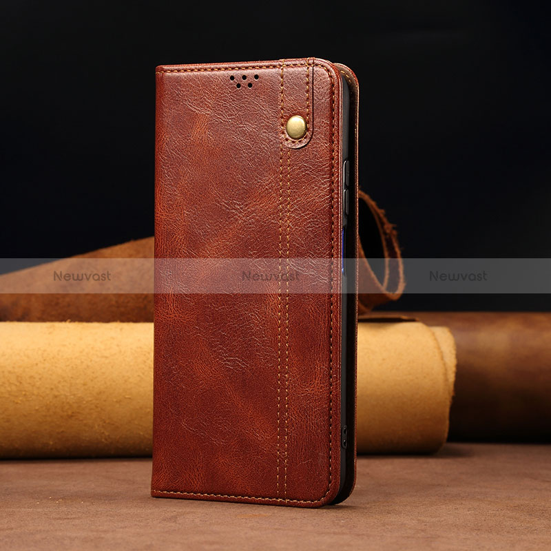 Leather Case Stands Flip Cover Holder B02S for Google Pixel 6a 5G Brown