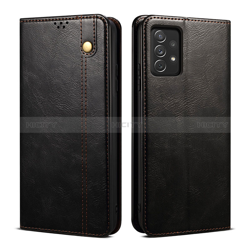 Leather Case Stands Flip Cover Holder B02S for Samsung Galaxy A53 5G Black