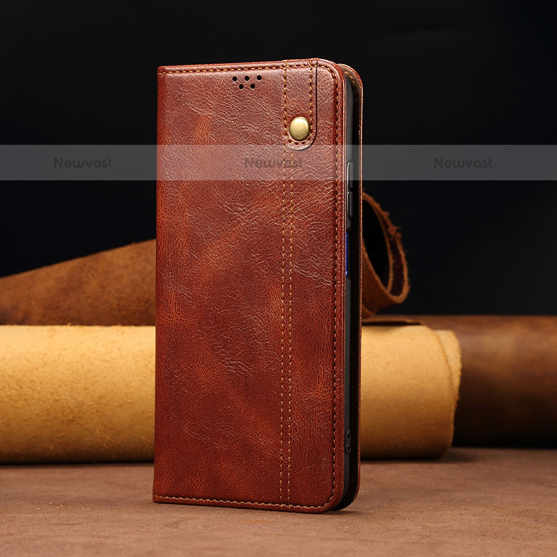 Leather Case Stands Flip Cover Holder B02S for Samsung Galaxy M32 4G Brown