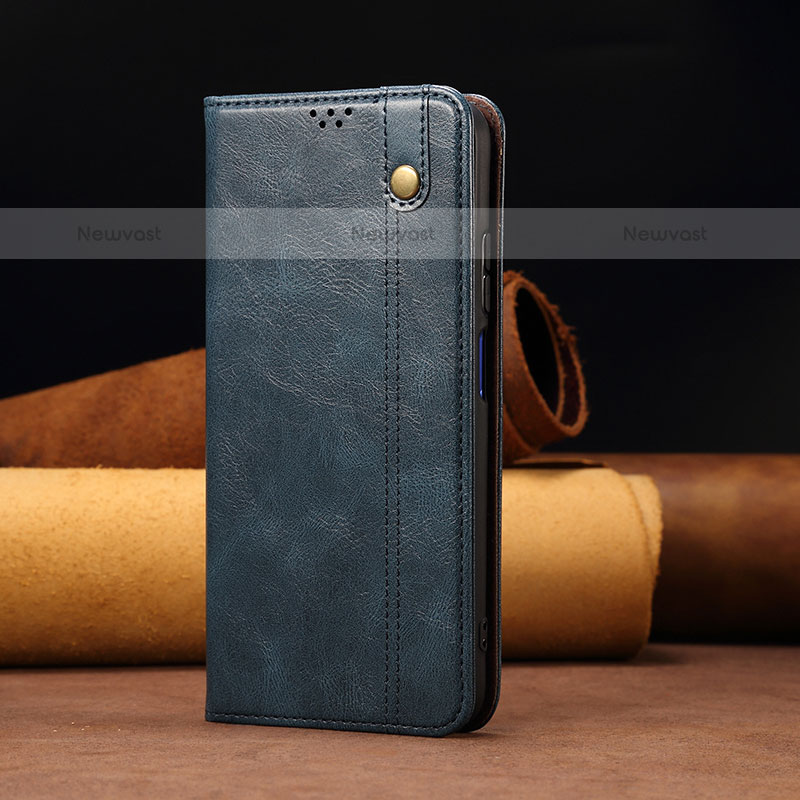 Leather Case Stands Flip Cover Holder B02S for Samsung Galaxy M52 5G Blue