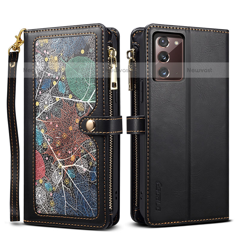 Leather Case Stands Flip Cover Holder B02S for Samsung Galaxy Note 20 5G