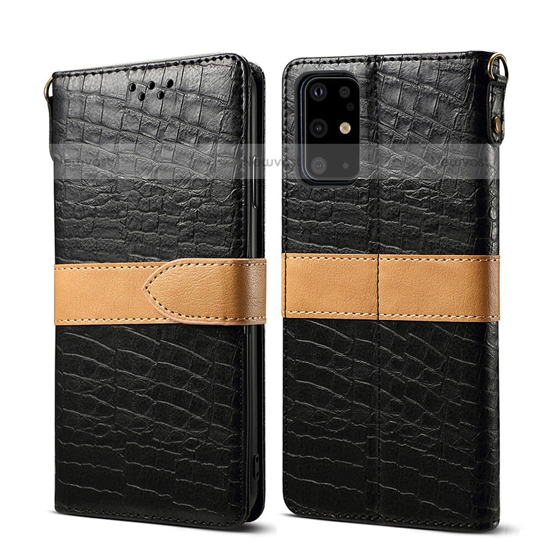 Leather Case Stands Flip Cover Holder B02S for Samsung Galaxy S20 Plus Black