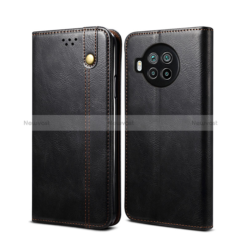 Leather Case Stands Flip Cover Holder B02S for Xiaomi Mi 10i 5G Black