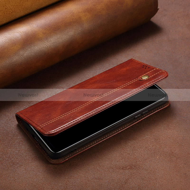 Leather Case Stands Flip Cover Holder B02S for Xiaomi Mi 13 Pro 5G Brown