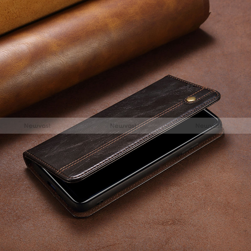 Leather Case Stands Flip Cover Holder B02S for Xiaomi Poco C50 Black