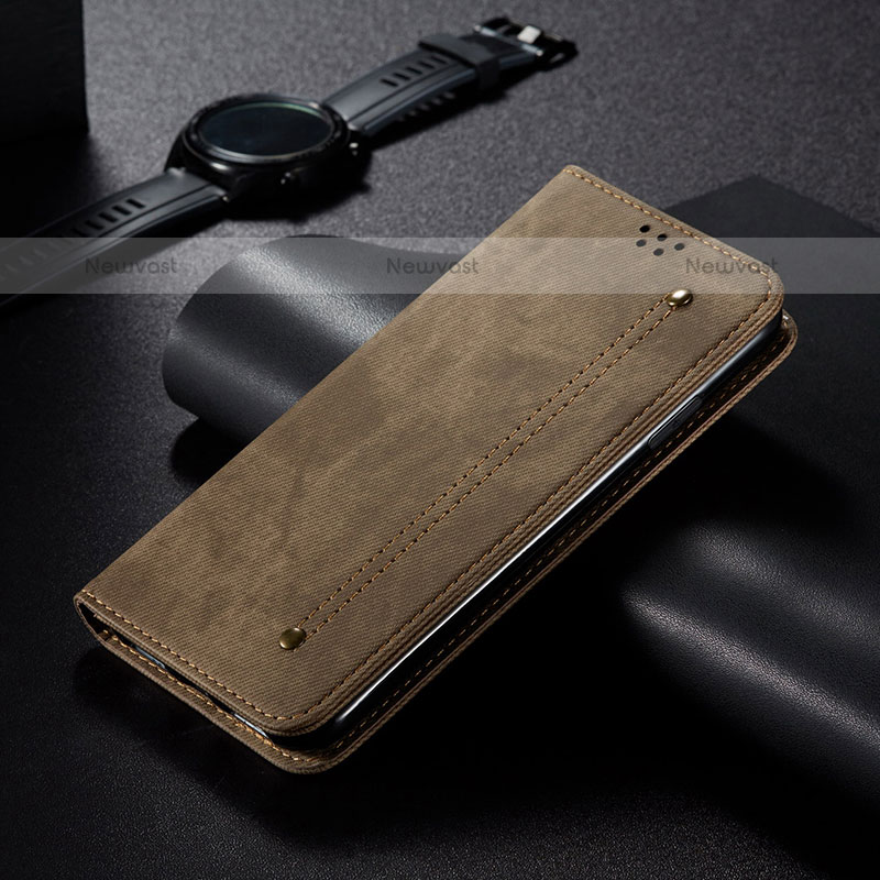 Leather Case Stands Flip Cover Holder B02S for Xiaomi Poco C65 Green