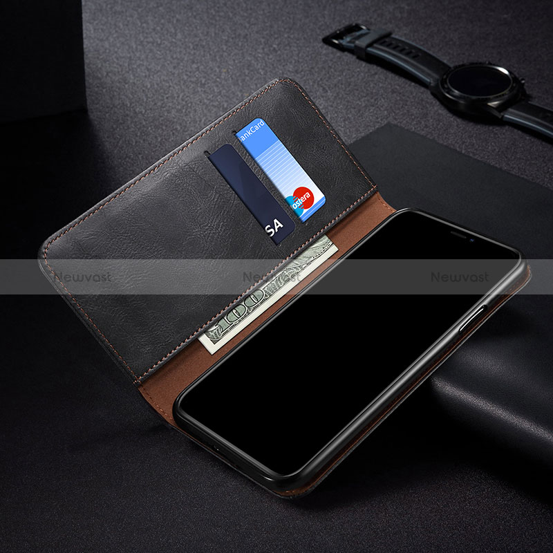 Leather Case Stands Flip Cover Holder B02S for Xiaomi Redmi Note 9T 5G