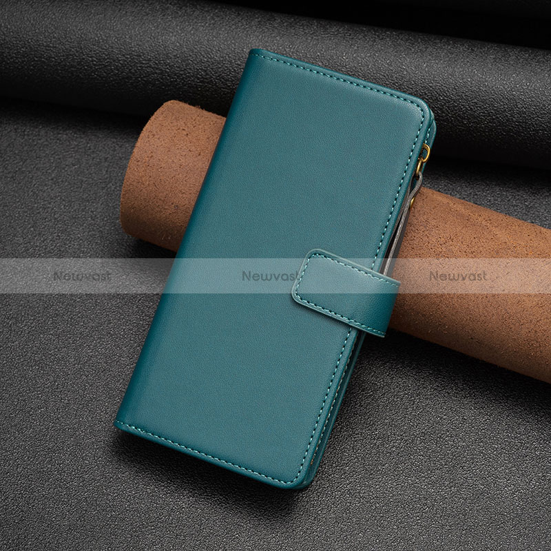 Leather Case Stands Flip Cover Holder B03F for Nokia C210 Green