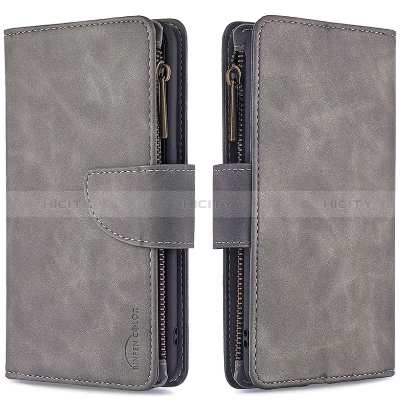 Leather Case Stands Flip Cover Holder B03F for Samsung Galaxy A01 SM-A015 Gray