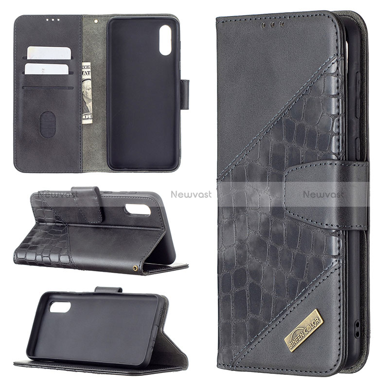 Leather Case Stands Flip Cover Holder B03F for Samsung Galaxy A02