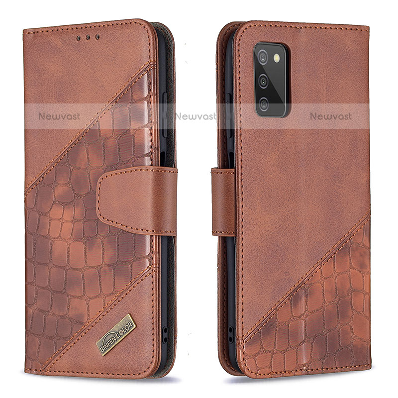 Leather Case Stands Flip Cover Holder B03F for Samsung Galaxy A02s