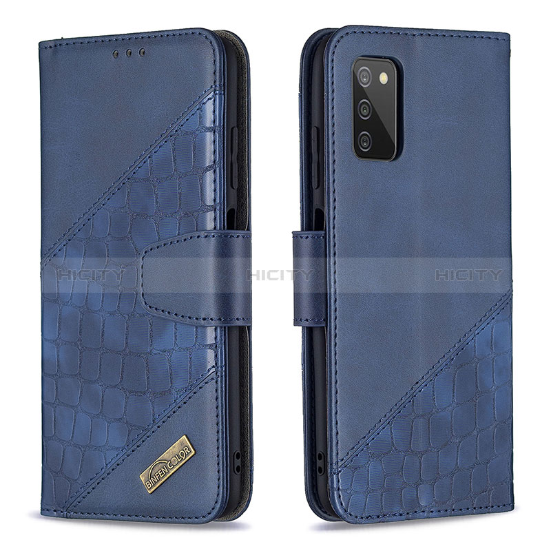 Leather Case Stands Flip Cover Holder B03F for Samsung Galaxy A03s Blue