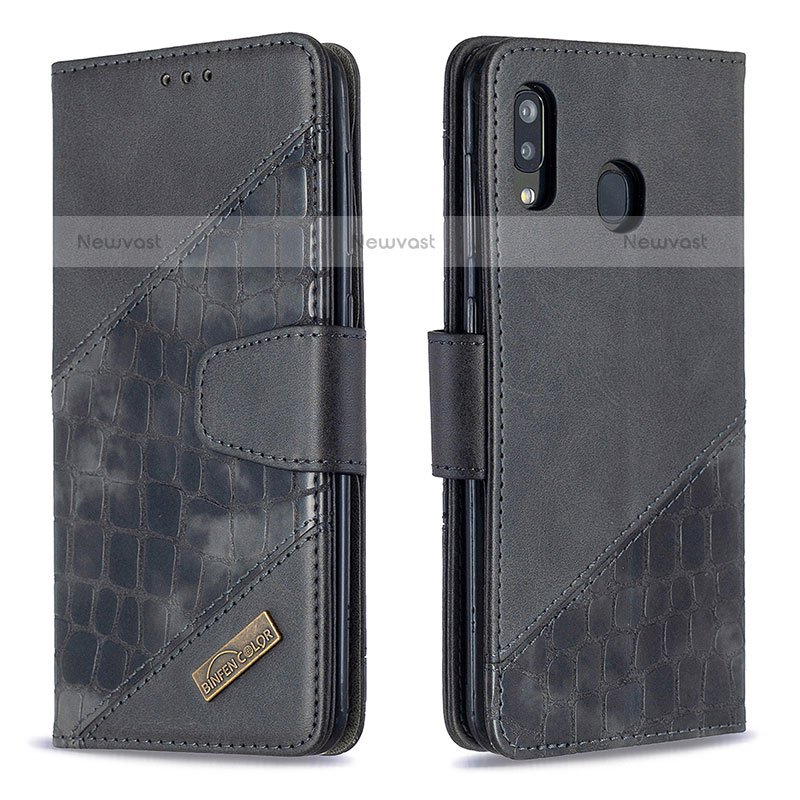 Leather Case Stands Flip Cover Holder B03F for Samsung Galaxy A20
