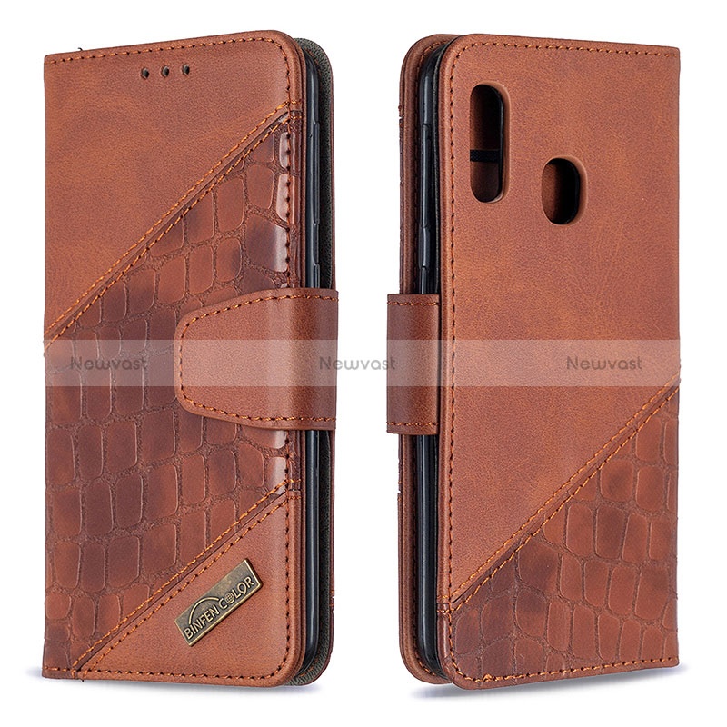 Leather Case Stands Flip Cover Holder B03F for Samsung Galaxy A20e