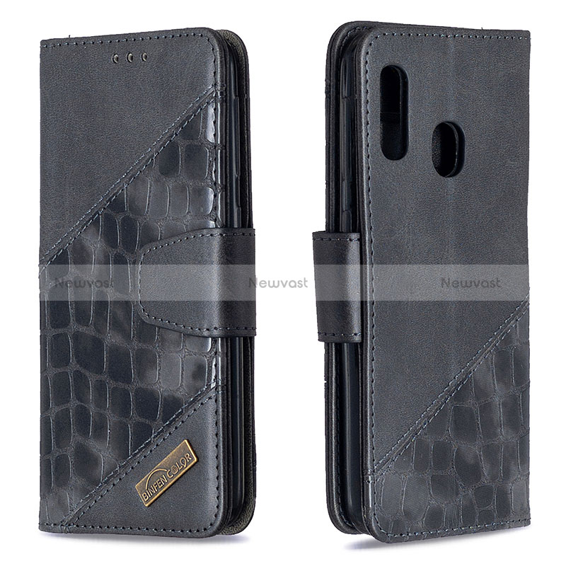 Leather Case Stands Flip Cover Holder B03F for Samsung Galaxy A20e