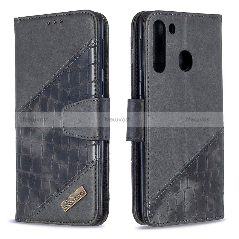 Leather Case Stands Flip Cover Holder B03F for Samsung Galaxy A21