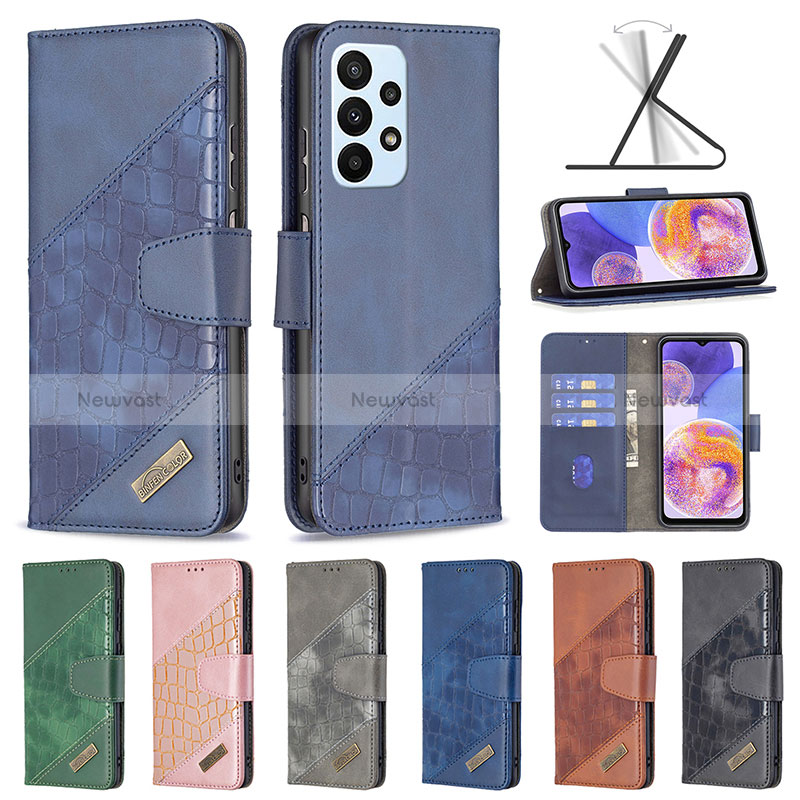 Leather Case Stands Flip Cover Holder B03F for Samsung Galaxy A23 4G