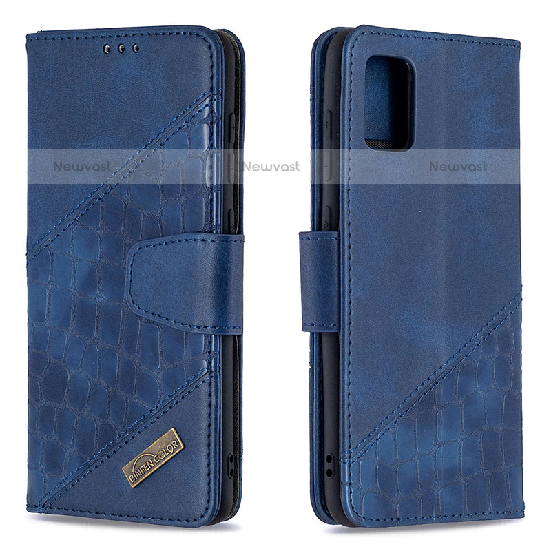 Leather Case Stands Flip Cover Holder B03F for Samsung Galaxy A31 Blue