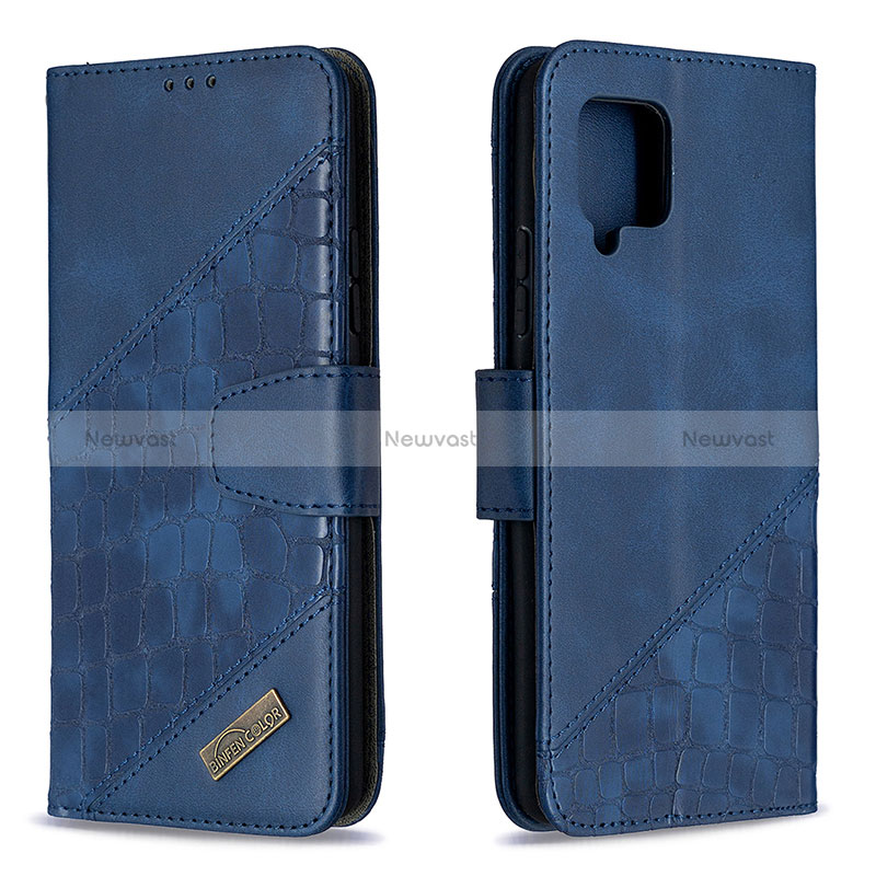 Leather Case Stands Flip Cover Holder B03F for Samsung Galaxy A42 5G Blue