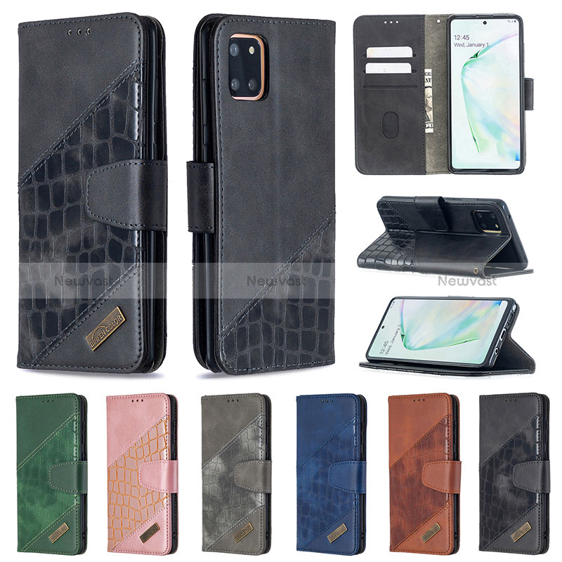 Leather Case Stands Flip Cover Holder B03F for Samsung Galaxy A81