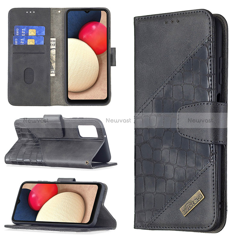 Leather Case Stands Flip Cover Holder B03F for Samsung Galaxy M02s