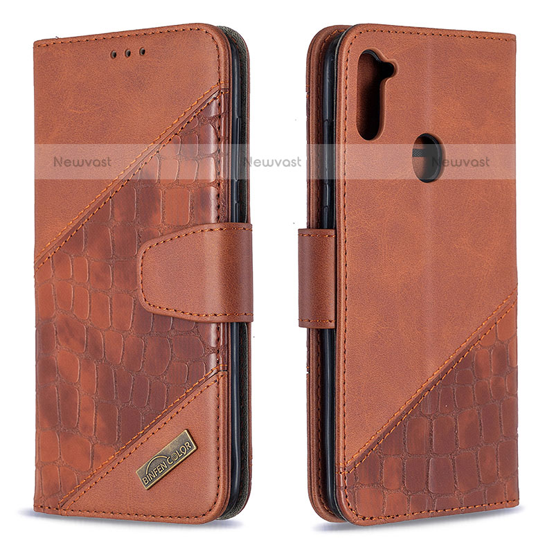 Leather Case Stands Flip Cover Holder B03F for Samsung Galaxy M11