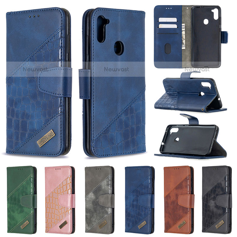 Leather Case Stands Flip Cover Holder B03F for Samsung Galaxy M11