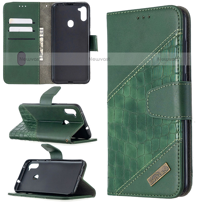 Leather Case Stands Flip Cover Holder B03F for Samsung Galaxy M11