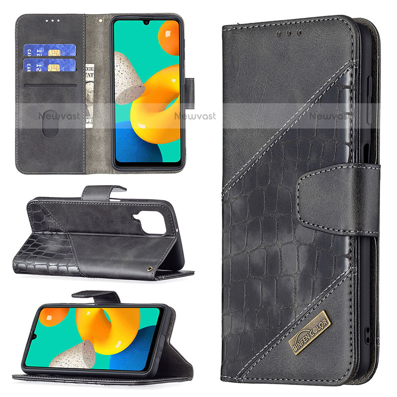 Leather Case Stands Flip Cover Holder B03F for Samsung Galaxy M32 4G