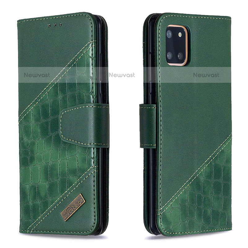 Leather Case Stands Flip Cover Holder B03F for Samsung Galaxy Note 10 Lite Green