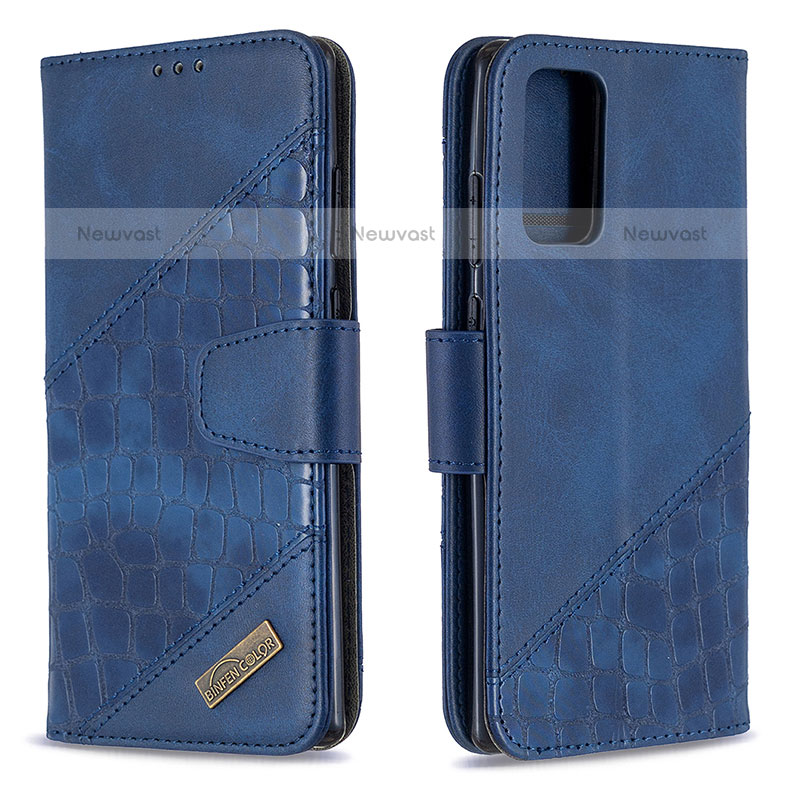 Leather Case Stands Flip Cover Holder B03F for Samsung Galaxy Note 20 5G Blue