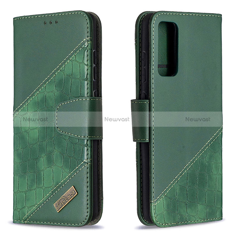 Leather Case Stands Flip Cover Holder B03F for Samsung Galaxy S20 FE (2022) 5G Green
