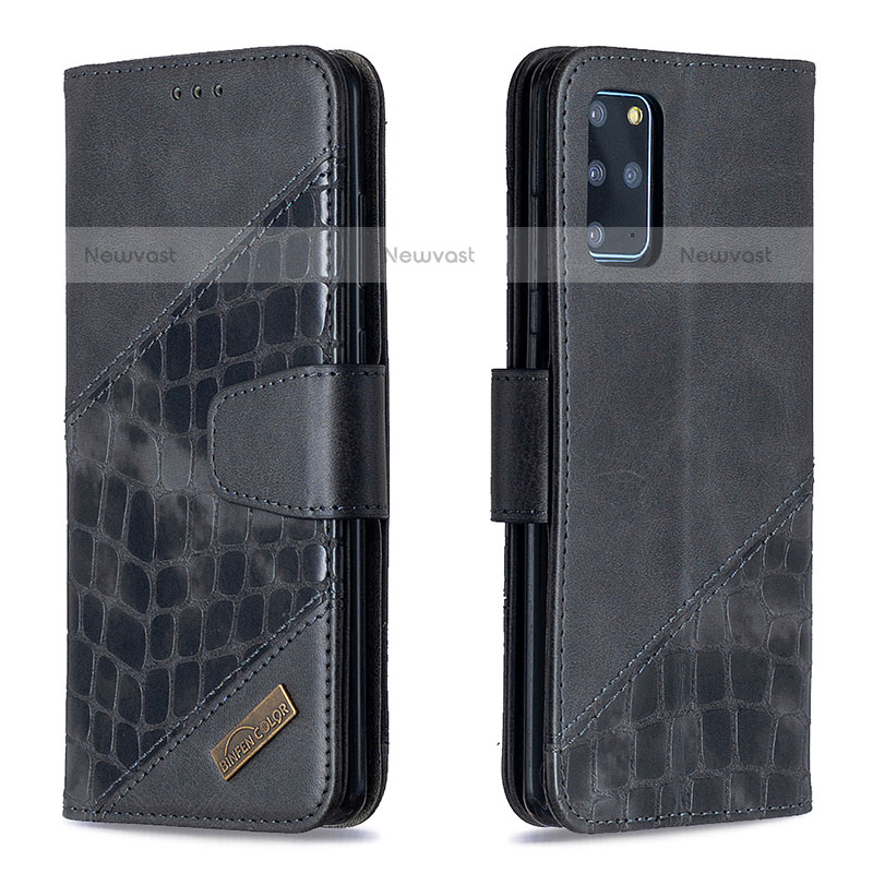 Leather Case Stands Flip Cover Holder B03F for Samsung Galaxy S20 Plus Black