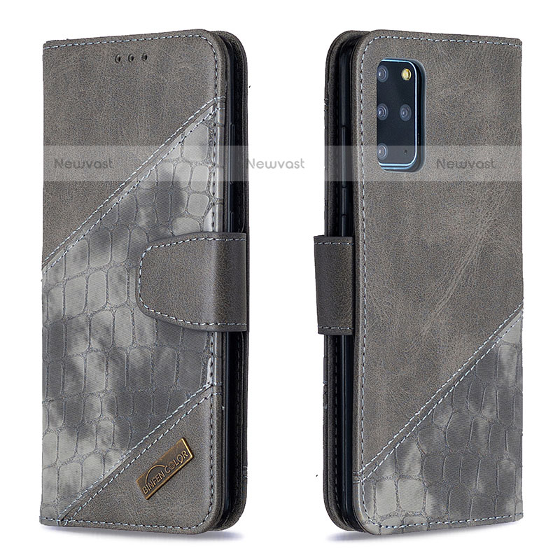 Leather Case Stands Flip Cover Holder B03F for Samsung Galaxy S20 Plus Dark Gray