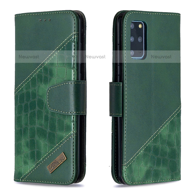 Leather Case Stands Flip Cover Holder B03F for Samsung Galaxy S20 Plus Green