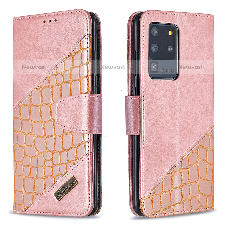 Leather Case Stands Flip Cover Holder B03F for Samsung Galaxy S20 Ultra 5G