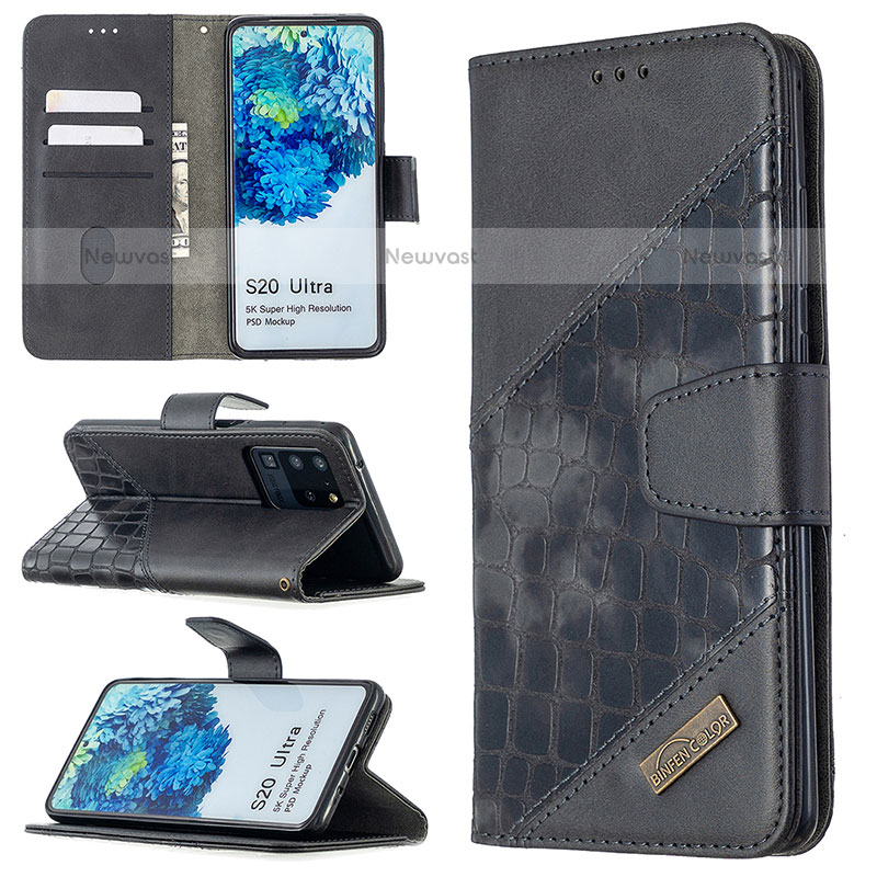 Leather Case Stands Flip Cover Holder B03F for Samsung Galaxy S20 Ultra 5G