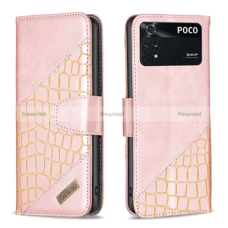 Leather Case Stands Flip Cover Holder B03F for Xiaomi Poco M4 Pro 4G