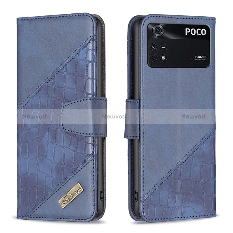 Leather Case Stands Flip Cover Holder B03F for Xiaomi Poco M4 Pro 4G