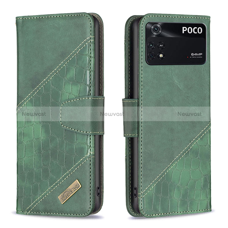 Leather Case Stands Flip Cover Holder B03F for Xiaomi Poco M4 Pro 4G