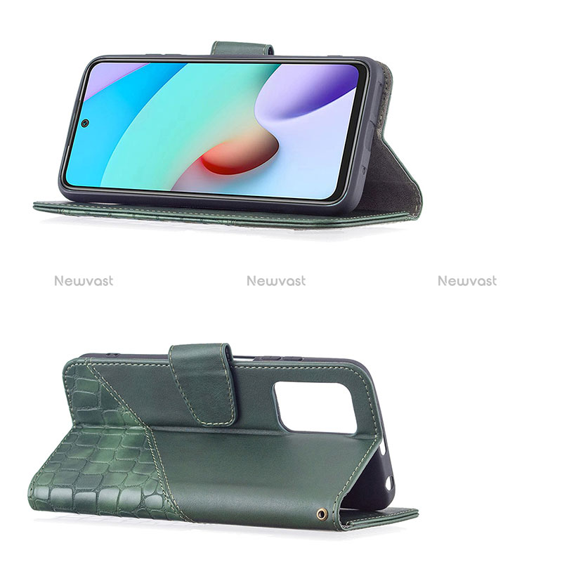 Leather Case Stands Flip Cover Holder B03F for Xiaomi Redmi 10 4G